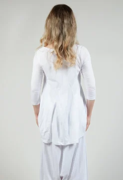 Flared Hem Jersey Top with Motif in Azur Print