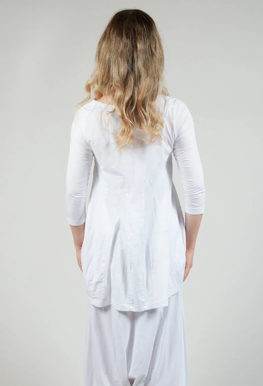 Flared Hem Jersey Top with Motif in Azur Print