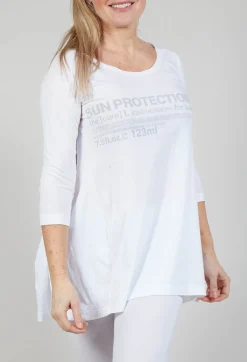 Flared Hem Jersey Top with Motif in Grey Print
