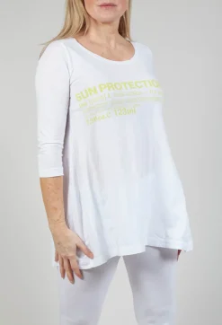 Flared Hem Jersey Top with Motif in Sun Print