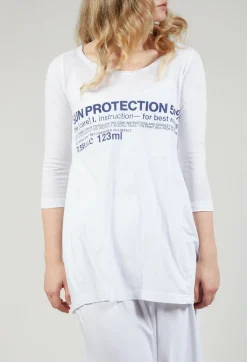 Flared Hem Jersey Top with Motif in Azur Print