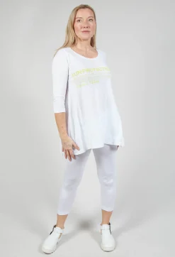 Flared Hem Jersey Top with Motif in Sun Print