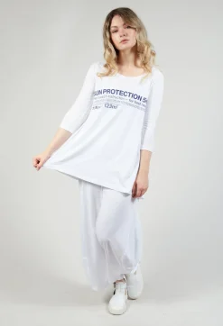 Flared Hem Jersey Top with Motif in Azur Print