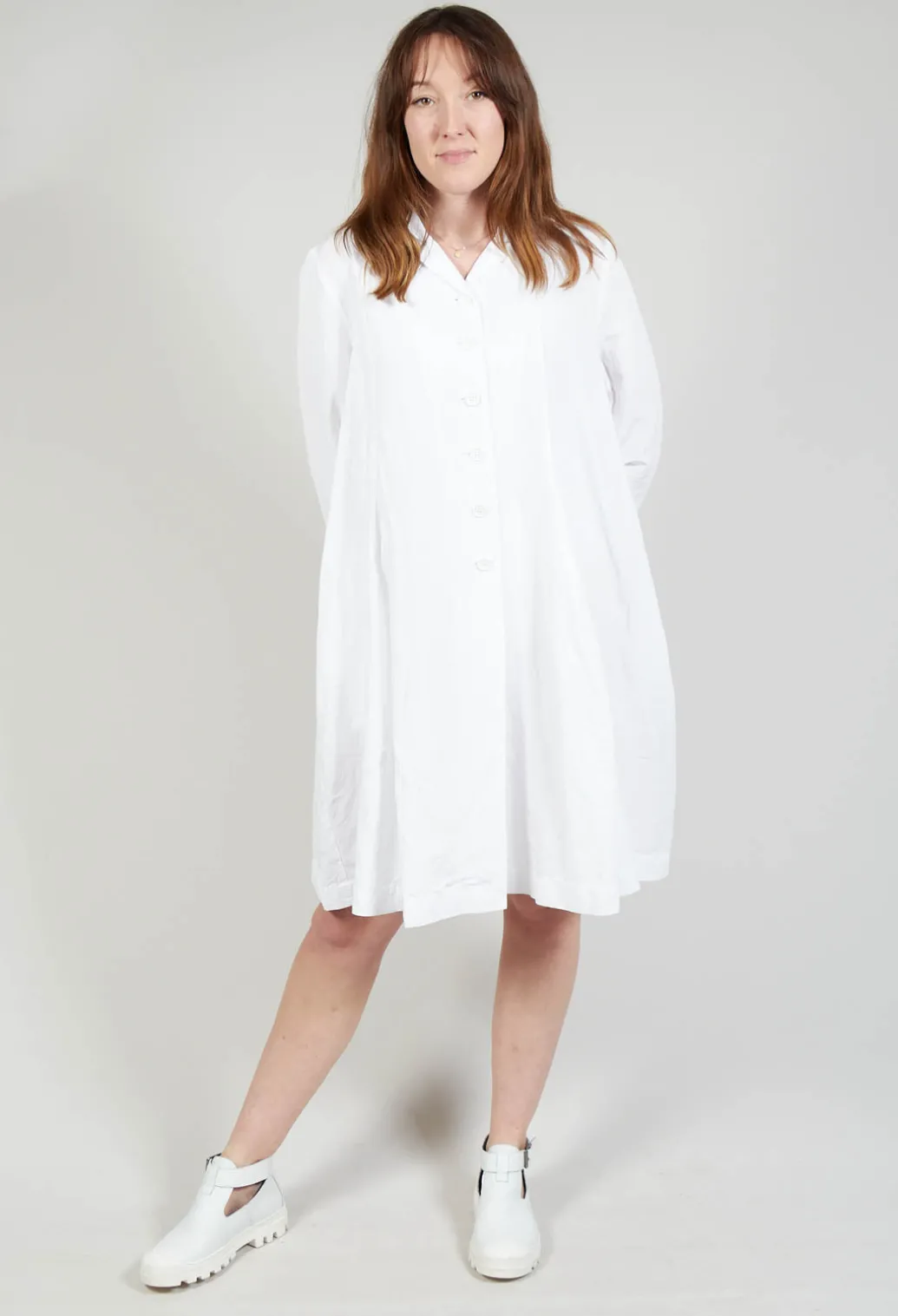 Flared Hem Tailored Coat in White