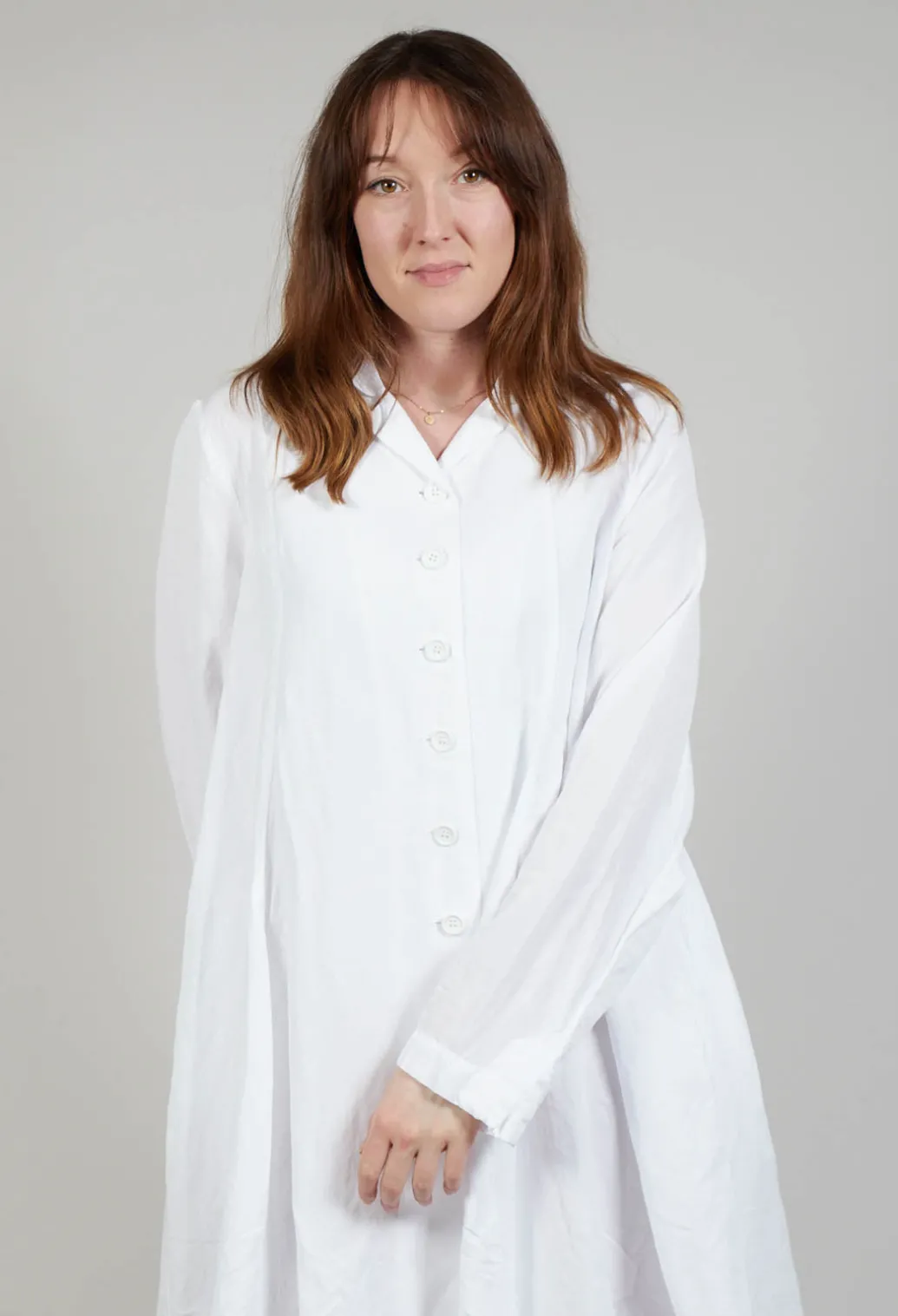 Flared Hem Tailored Coat in White