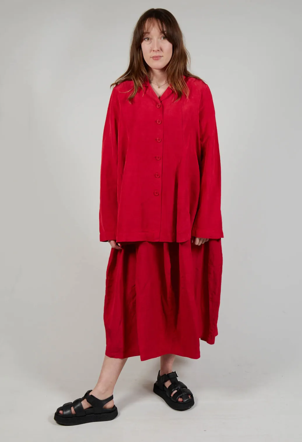 Flared Hem Tailored Jacket in Chili
