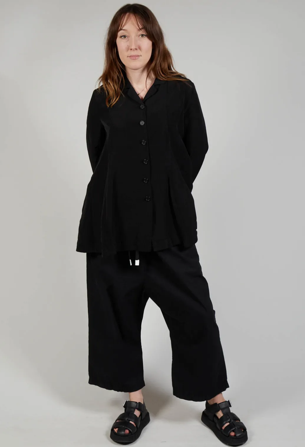 Flared Hem Tailored Jacket in Black