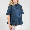 Flared Shape Shirt in Navy