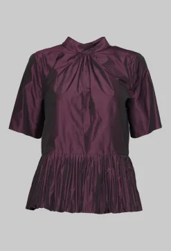 Flared Shape Shirt with Short Sleeves in Purple