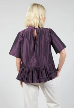Flared Shape Shirt with Short Sleeves in Purple