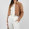 Fleece Cropped Jacket in Camel