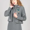 Fleece Cropped Jacket in Grey Marl