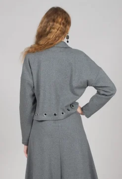 Fleece Cropped Jacket in Grey Marl