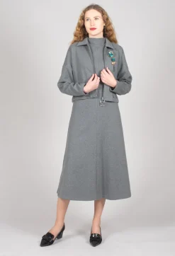 Fleece Cropped Jacket in Grey Marl