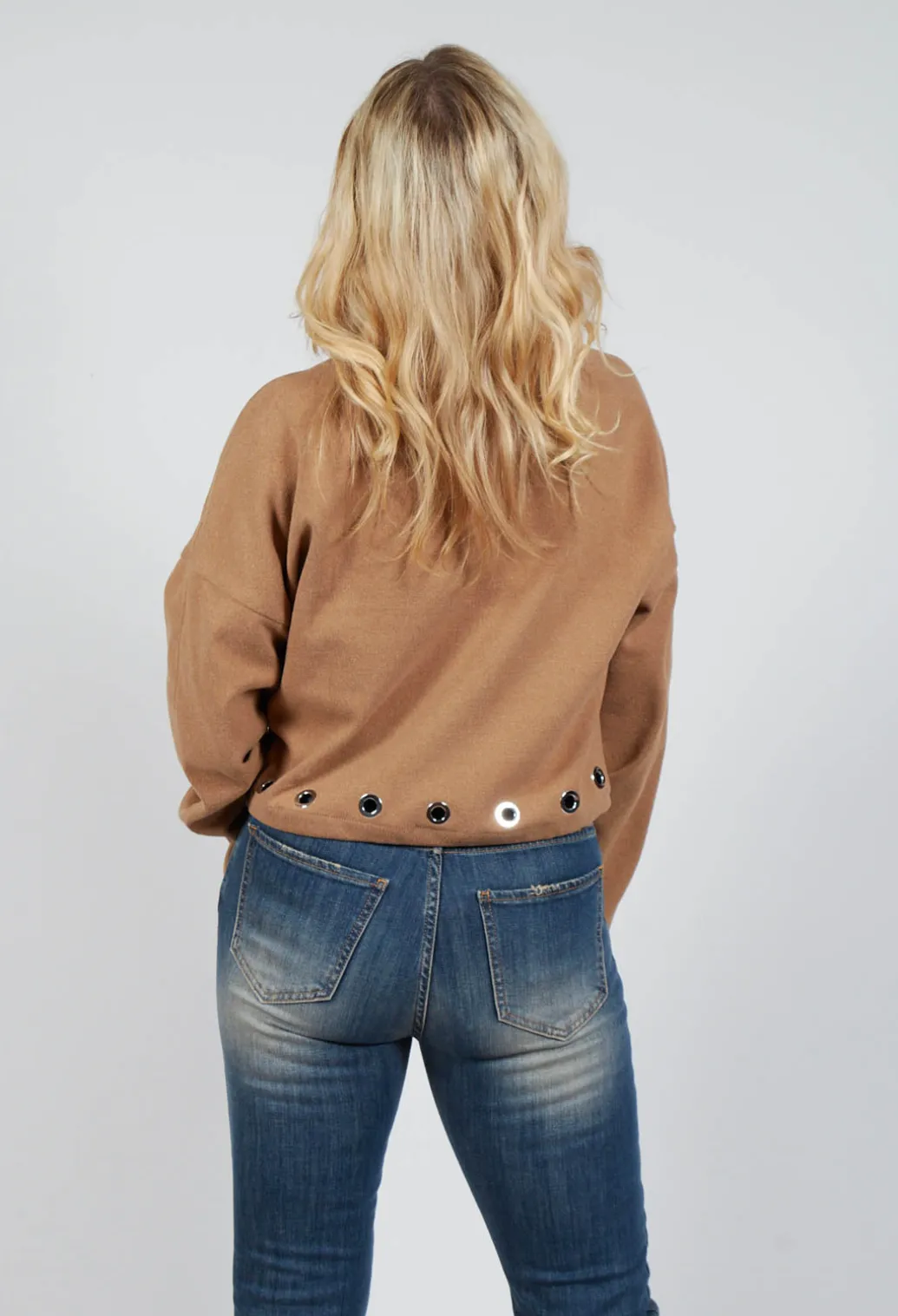 Fleece Cropped Jacket in Camel