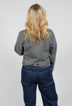 Fleece Cropped Jacket in Grey Marl