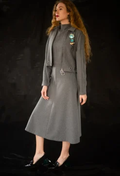 Fleece Midaxi Dress in Grey