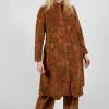 Floral Cord Shirt Dress in Tabacco