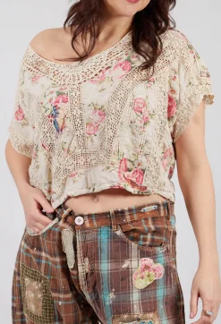 Floral Dejah Cropped Blouse in None