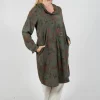 Floral Lyocell Cowl Neck Dress in Moss