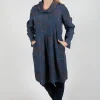 Floral Lyocell Cowl Neck Dress in Navy