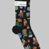 Floral Patterned Socks in Tapisserie Faux Noir