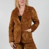 Floral Velvet Blazer in Tabacco