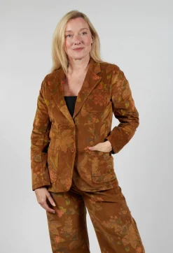 Floral Velvet Blazer in Tabacco