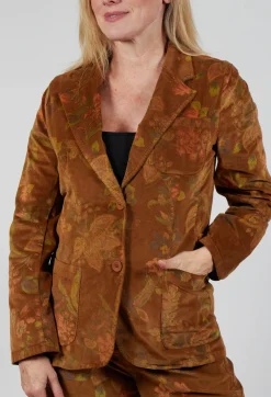 Floral Velvet Blazer in Tabacco