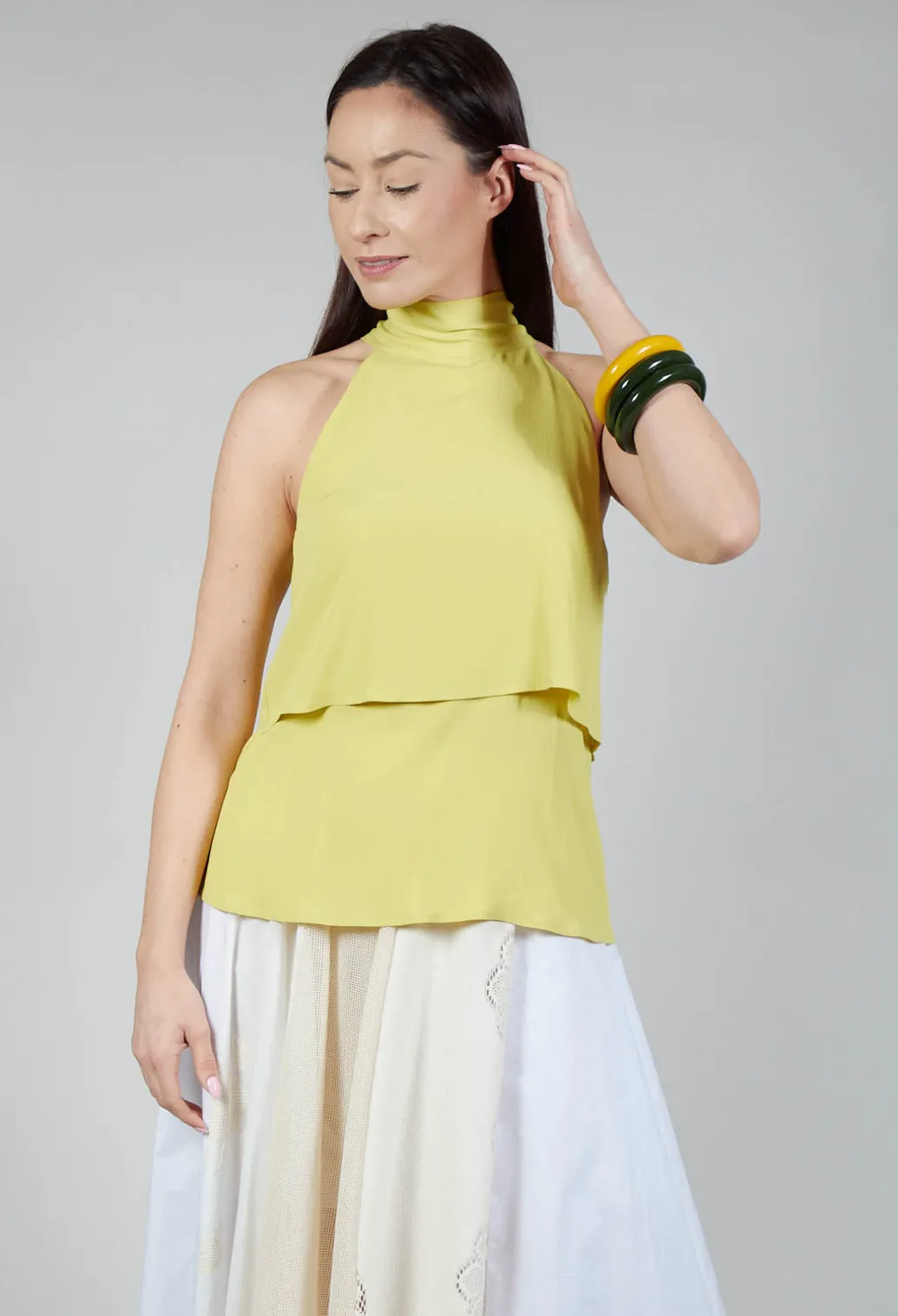 Flounce Top in Apple Green