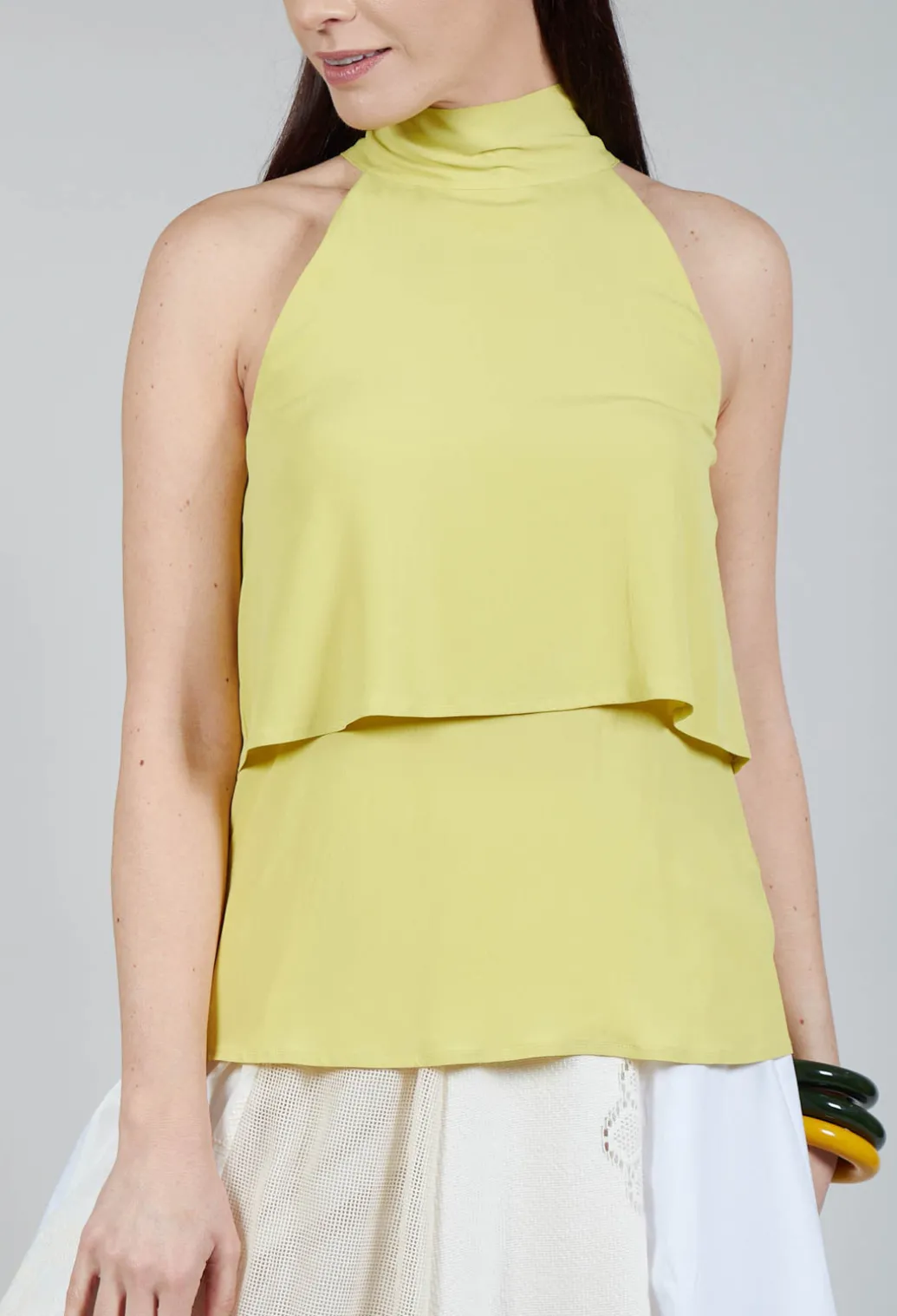 Flounce Top in Apple Green
