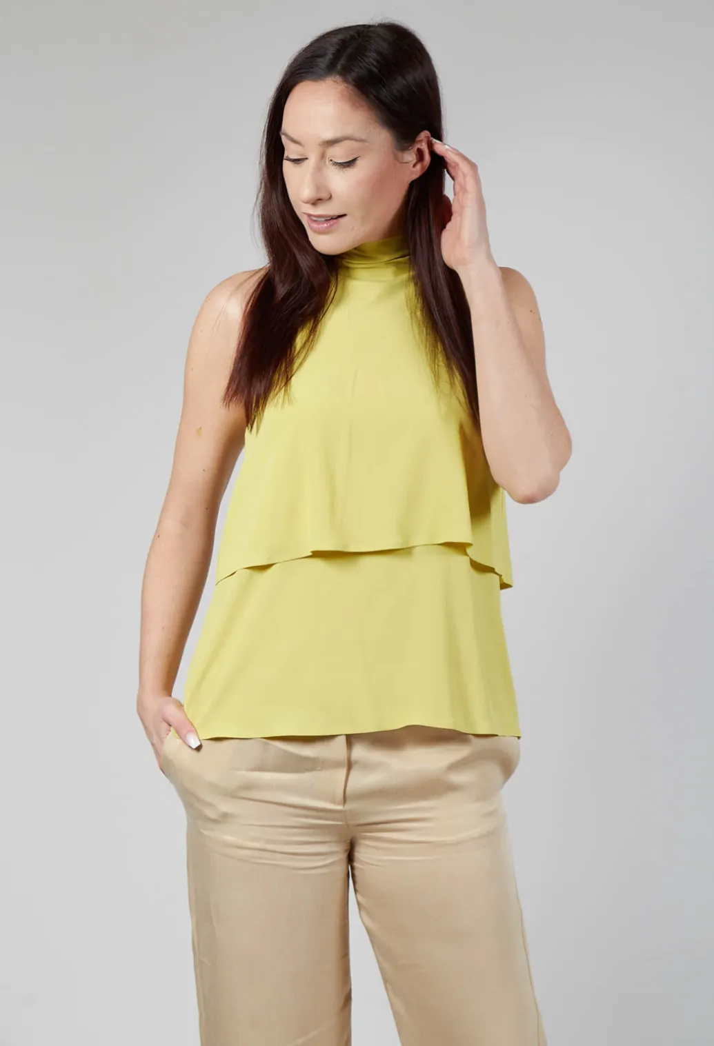 Flounce Top in Apple Green