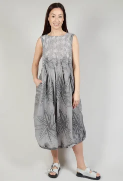 Flower Print Babydoll Dress in C.Coal 70% Cloud