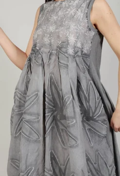 Flower Print Babydoll Dress in C.Coal 70% Cloud