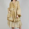 Flower Print Balloon Coat in Wax Cloud
