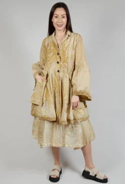 Flower Print Balloon Coat in Wax Cloud