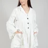 Flower Print Balloon Coat in Starwhite