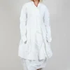 Flower Print Balloon Coat in White