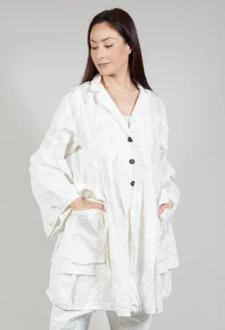 Flower Print Balloon Coat in Starwhite