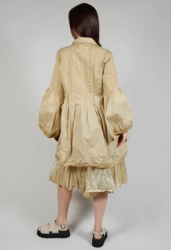 Flower Print Balloon Coat in Wax Cloud