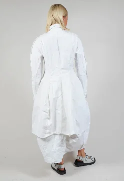 Flower Print Balloon Coat in White