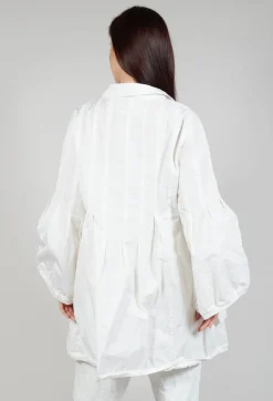 Flower Print Balloon Coat in Starwhite