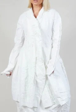 Flower Print Balloon Coat in White