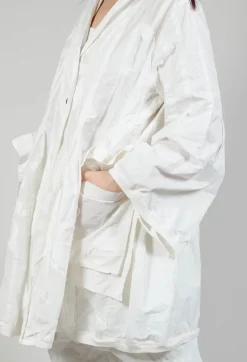 Flower Print Balloon Coat in Starwhite