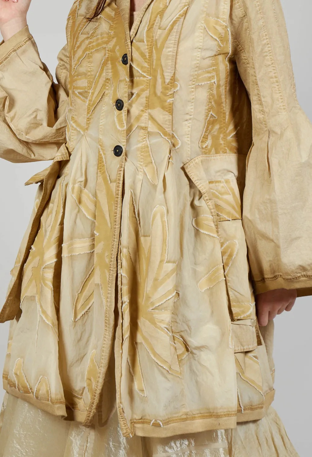 Flower Print Balloon Coat in Wax Cloud