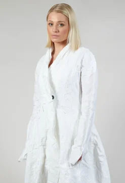 Flower Print Balloon Coat in White
