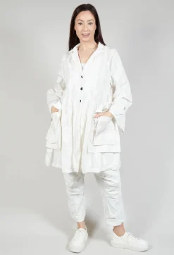 Flower Print Balloon Coat in Starwhite