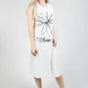 Flower Print Graphic Dress in White Print