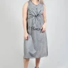 Flower Print Graphic Dress in C.coal 70% Flock Cloud