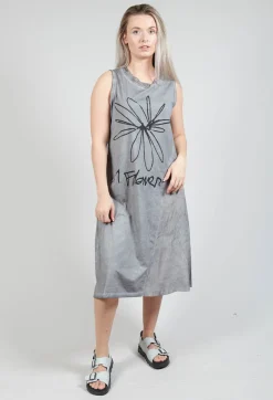 Flower Print Graphic Dress in C.coal 70% Flock Cloud